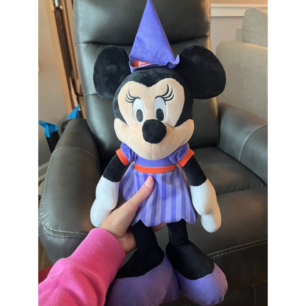 Disney Baby Minnie Mouse Halloween Witch Plush Purple Orange Rattly Ears 13"